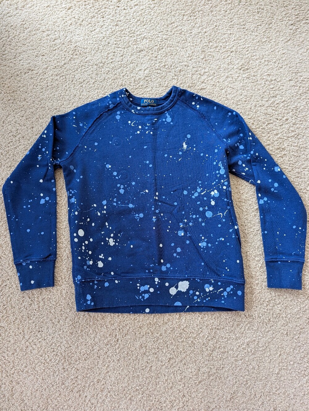 Polo by Ralph Lauren Blue Splatter Crewneck Sweater
